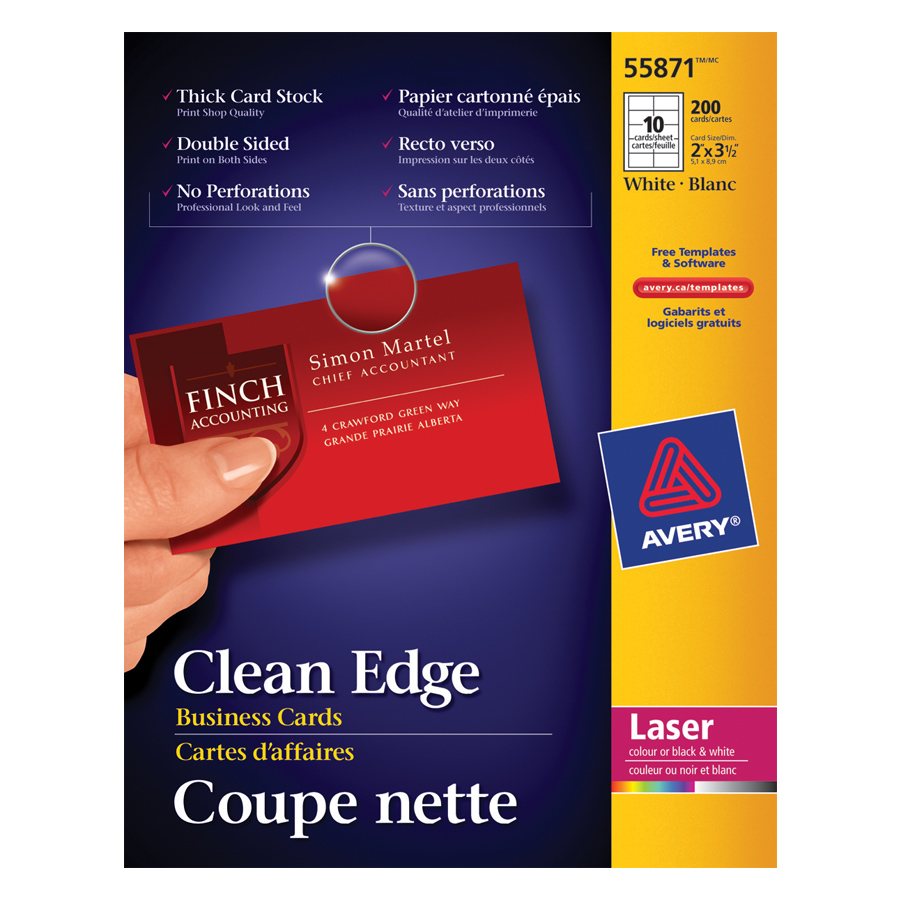Clean edge business cards