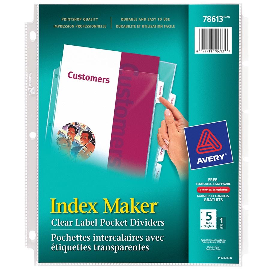 Pochettes intercalaires avec étiquettes Index Maker