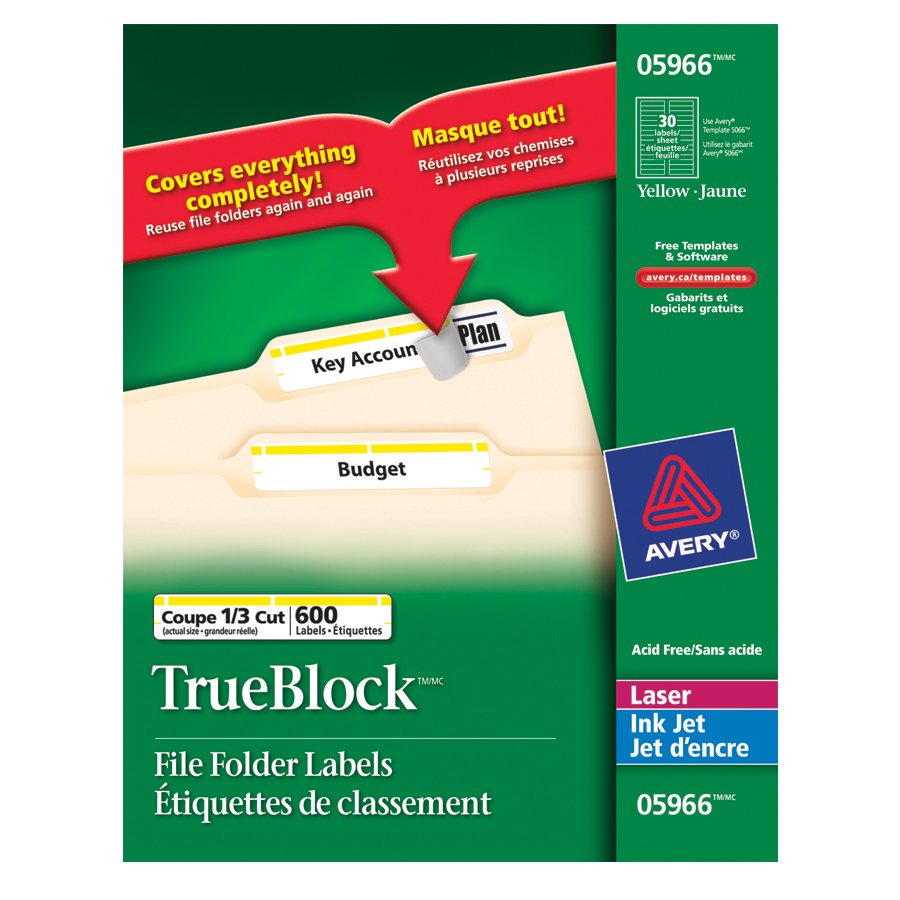 TrueBlock Filing Labels
