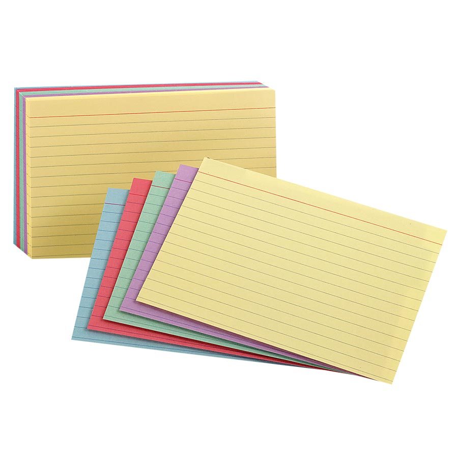 Coloured Assorted Ruled Index Cards