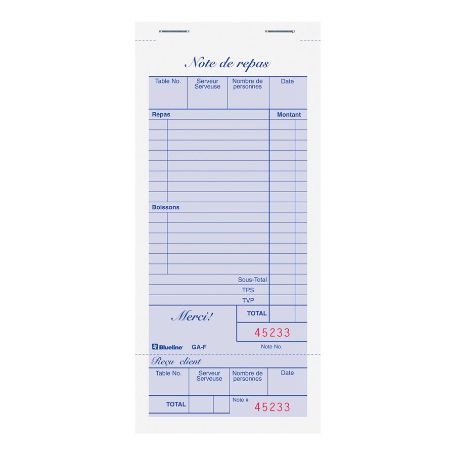 Restaurant invoices