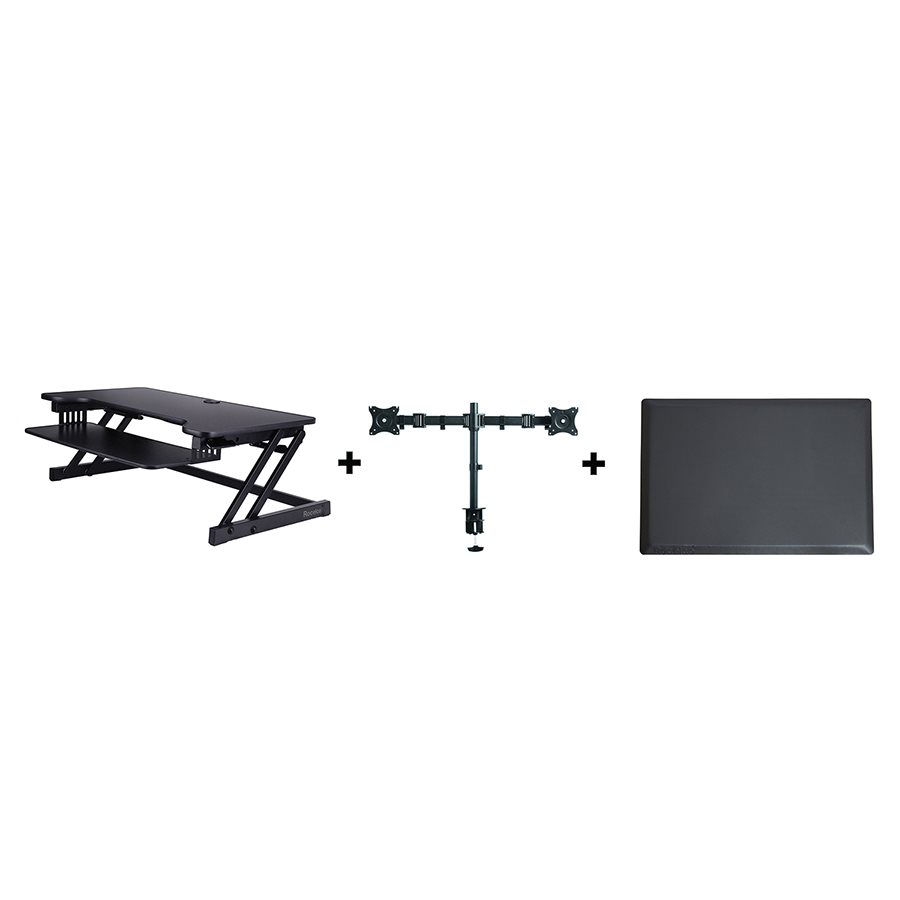 Deluxe Adjustable Stand Up Desk Riser Dual Monitor Arm Energizing