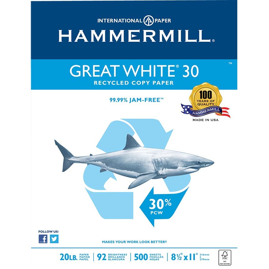 Great White® 30 Recycled Copy Paper